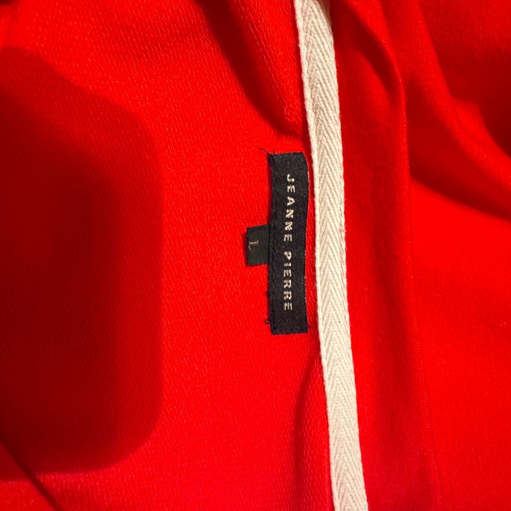 Jeanne Pierre Red Long Sleeve Grommet Tie Side Top Crewneck Pullover Large - Picture 7 of 9
